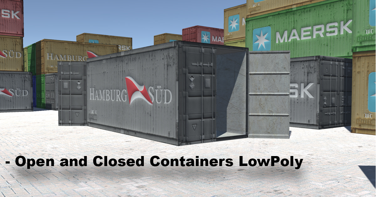 Various Container open and closed | 3D Industrial | Unity Asset Store