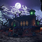 Stylized Spooky Cemetery Crypt