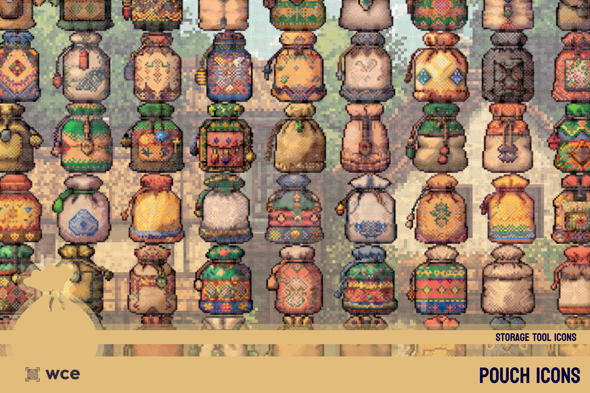 Pouch Icons - 2D Pixel Storage Tools and Profession Resource Bundle ...