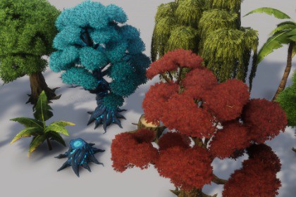 Pixel art 3D Trees Asset Pack