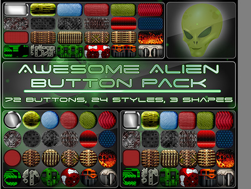 Alien Buttons Awesome Alien Button Pack | 2D Icons | Unity Asset Store