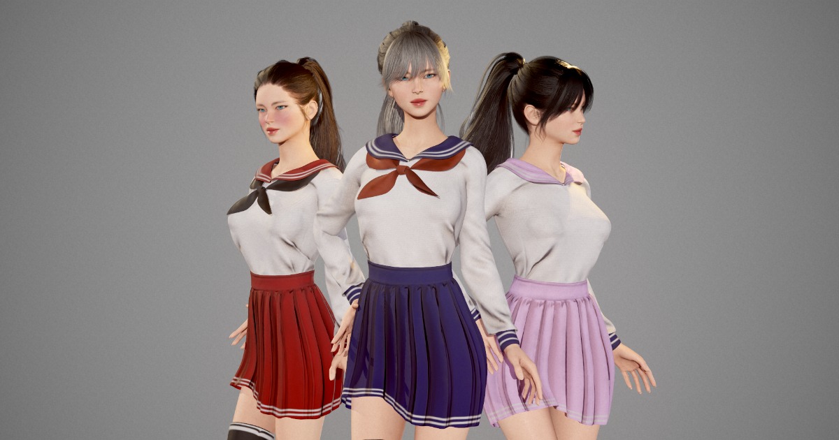 Girl Unity School Girl V2 - SRF Series Female Modular Character | Characters ...