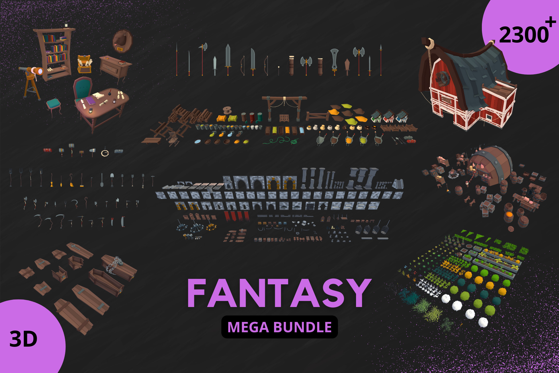 Unity Rpg Kit Fantasy Mega Bundle Pack by Rutz | 3D Props | Unity Asset Store
