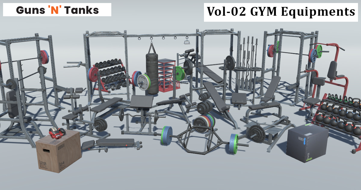Volume-02 GYM Equipments | 3D Interior | Unity Asset Store