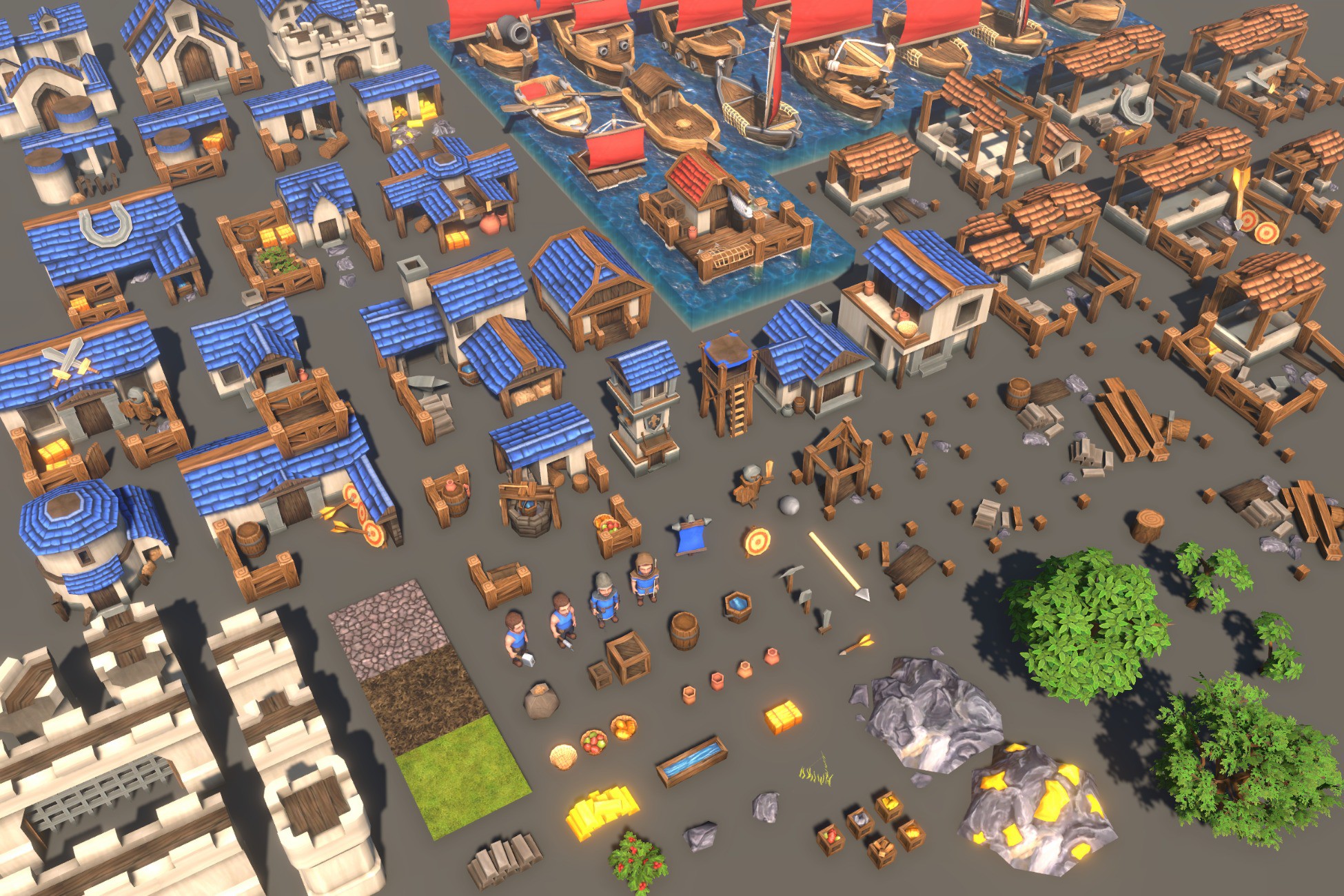 RTS Pack - Stylized Buildings, Props, Ships Set | 3D Fantasy | Unity ...