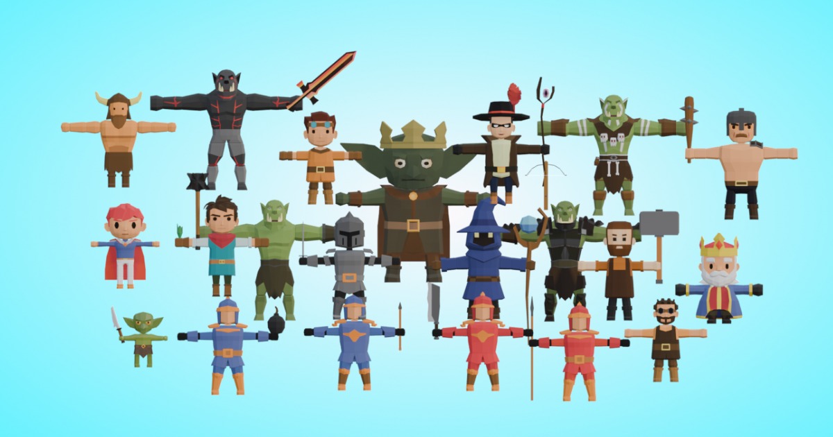 LOWPO: Medieval Fantasy 100+ Low Poly Characters Bundle | Characters ...