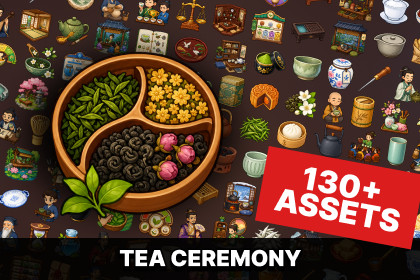 Chinese Tea Ceremony Herbal Medicine Tea House Culture Icons Pack