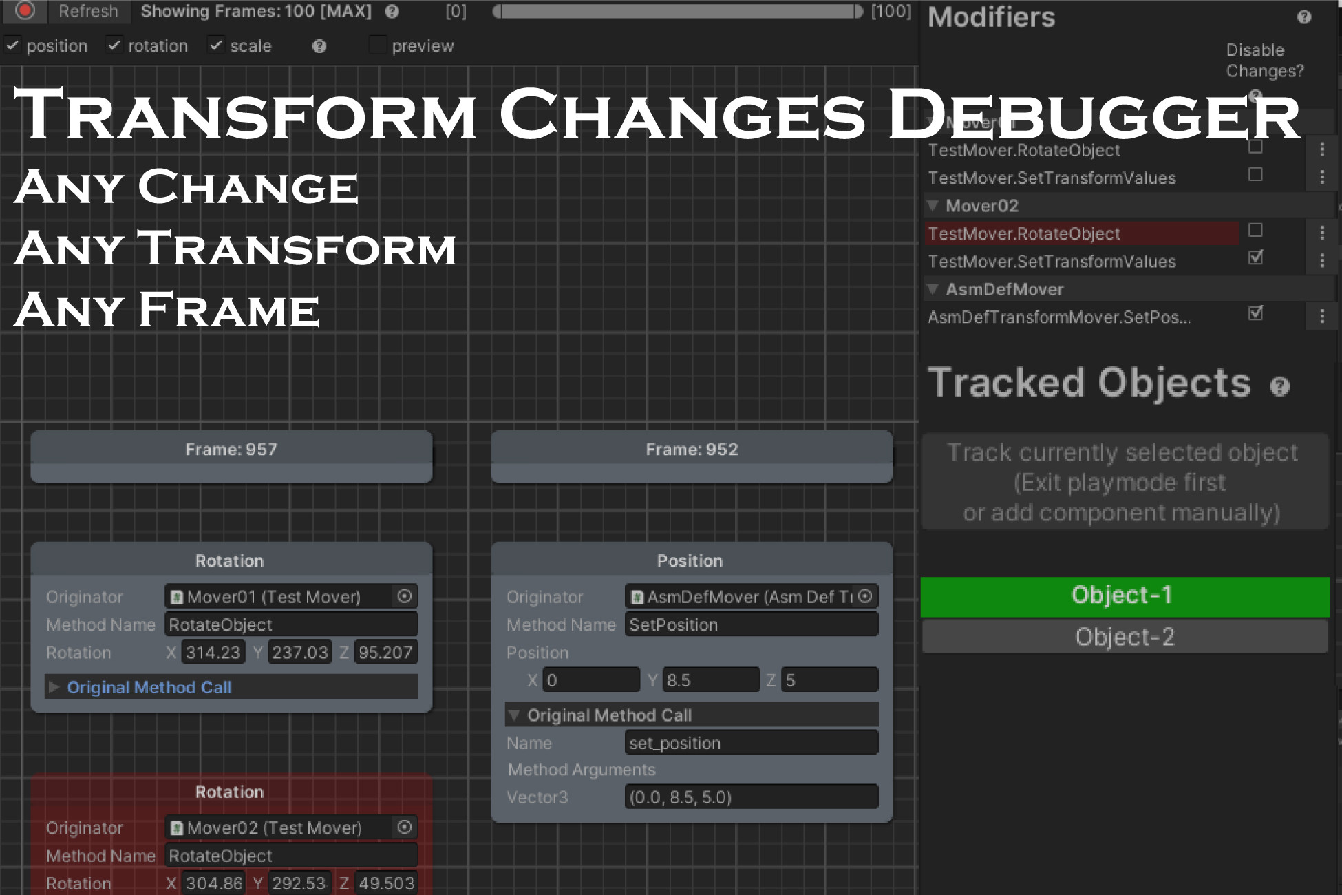 Transform Changes Debugger | 유틸리티 도구 | Unity Asset Store