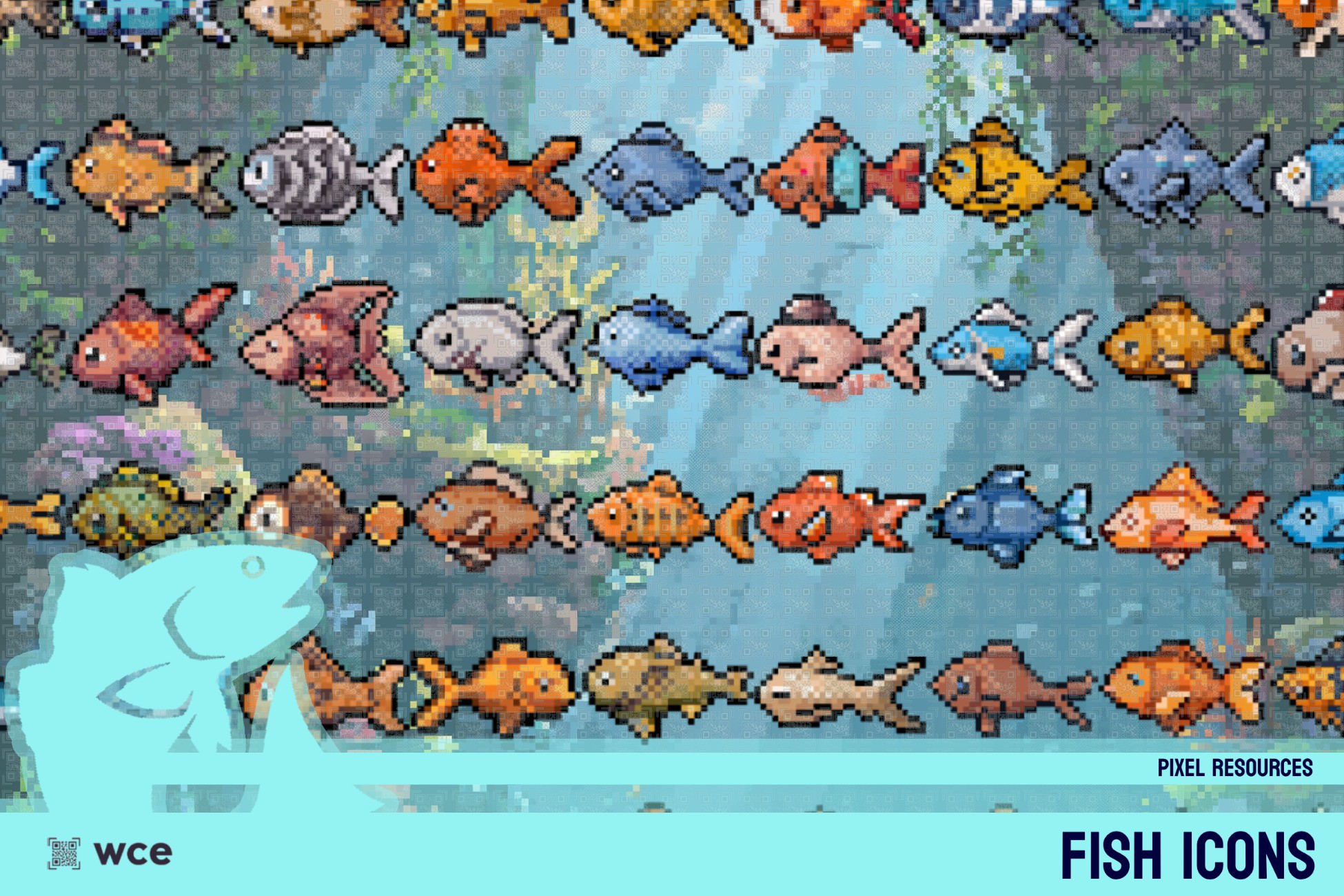 Fish Pixel Pattern Fish Icons - Collection 3 - 2D Pixel Fishing Resources Bundle | 2D ...