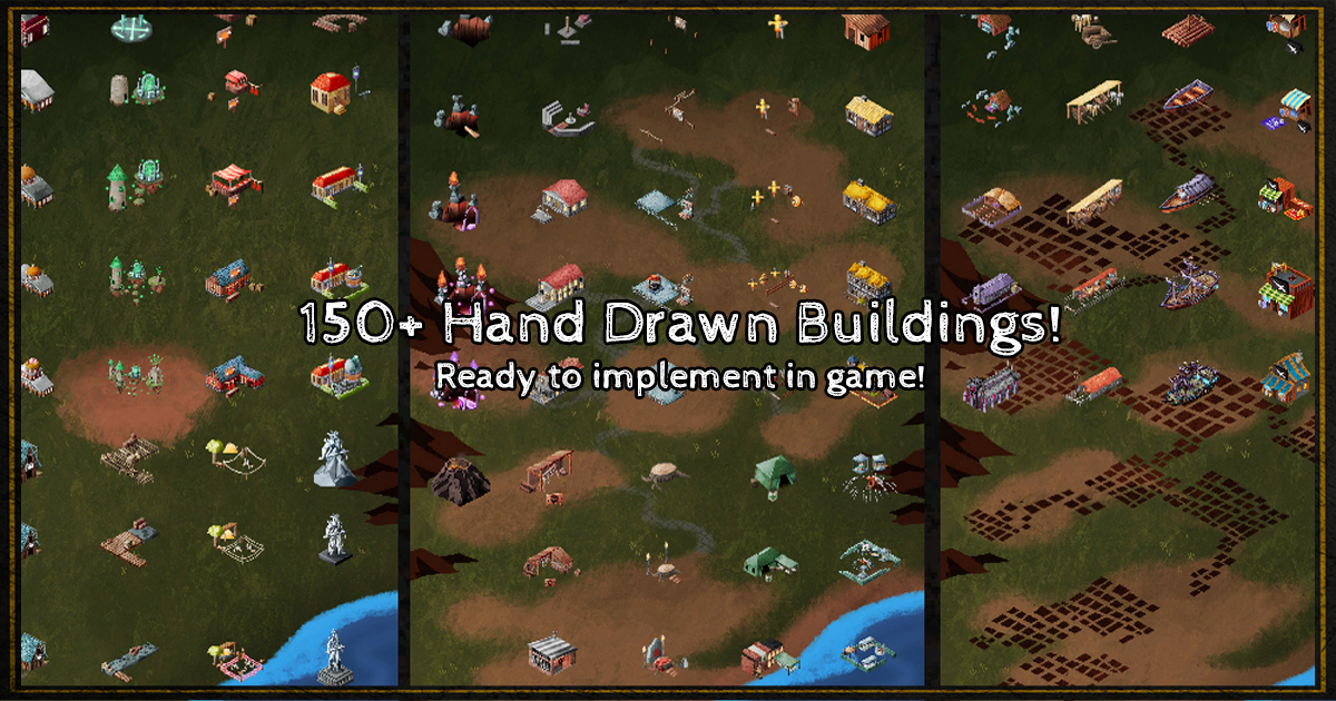 150 Hand Drawn 2D Buildings | 2D Textures & Materials | Unity Asset Store