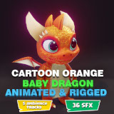Cartoon Orange Baby Dragon 3D Model & 5 Music Tracks & 36 Sound Effects