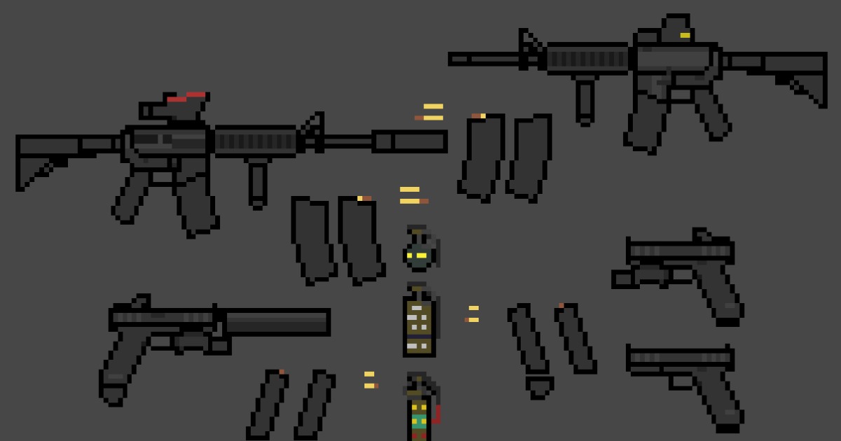 Pixel Gun and Throwable | 2D Characters | Unity Asset Store
