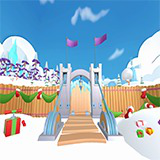 Cute characters and beautiful New Year and Christmas surroundings