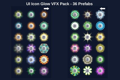 UI Icon Glow VFX Pack — 36 Prefabs | Mobile & Canvas Ready