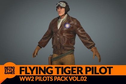 AVG Pilot - Rigged Low Poly WW2 Character 3D Model