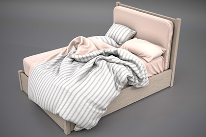 Bed with Blankets and Pillows
