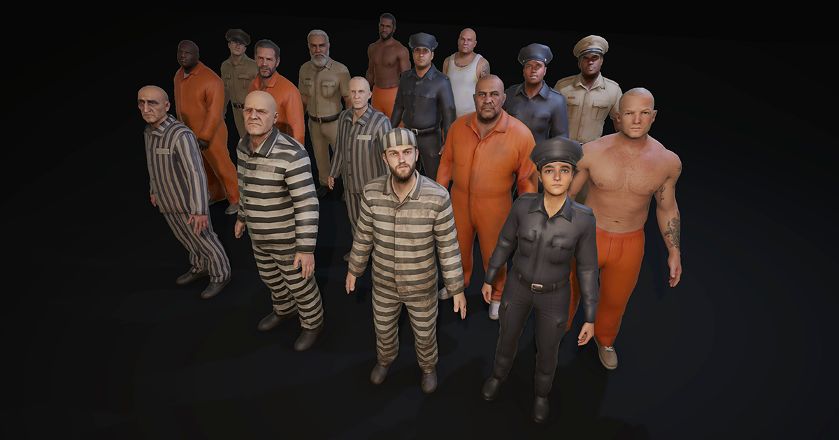 Prisoners and guards - Prison pack | 3D Humanoids | Unity Asset Store