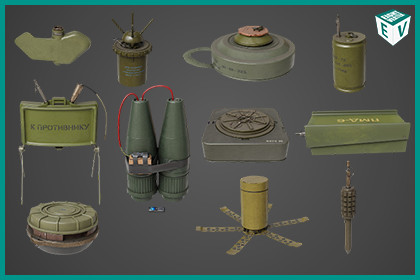 Mine Bomb Collection Single Mat HDRP URP Textures