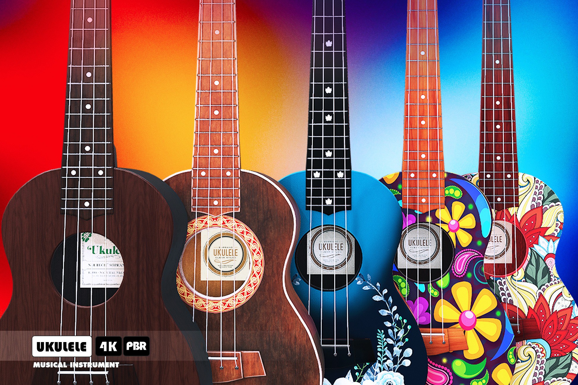 Ukulele Guitar 3D 道具 Unity Asset Store