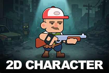 2D Casual Character with shotgun