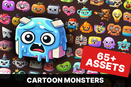 Cute Cartoon Object Battle Food Enemy Monsters Pack for Casual RPG Arcade Games