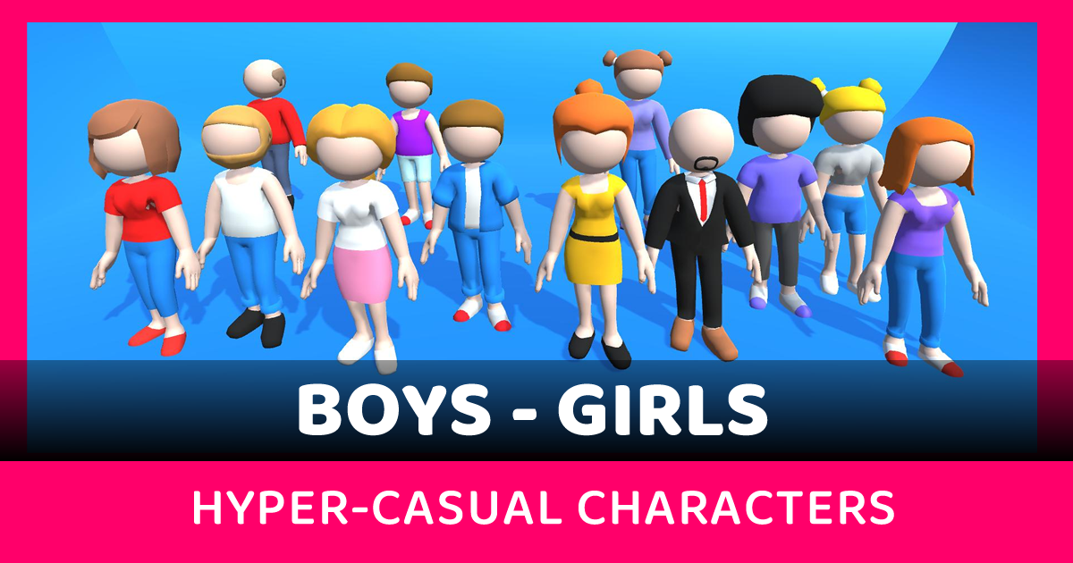 Hyper Casual Stickman Boys and Girls Characters | 3D Characters | Unity ...
