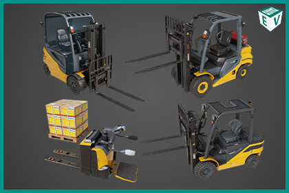 Forklift Trucks and Pallet Yellow Collection URP HDRP Textures