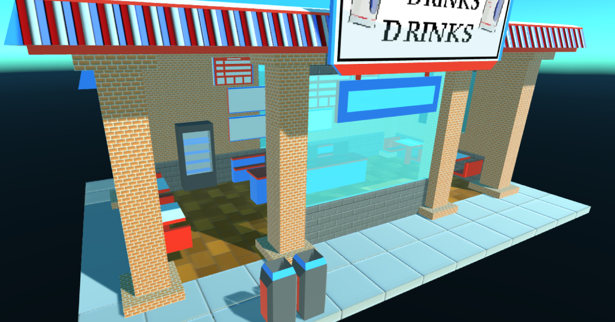 Fast Food Low Poly Building 3D | 3D Urban | Unity Asset Store