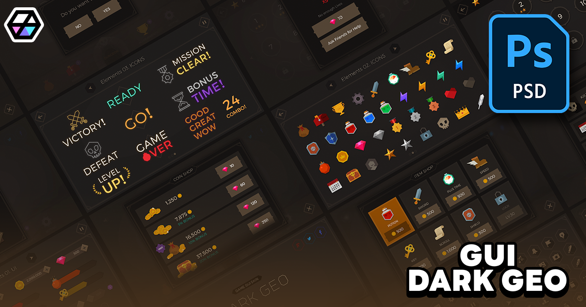 GUI - Dark Geo | 2D GUI | Unity Asset Store