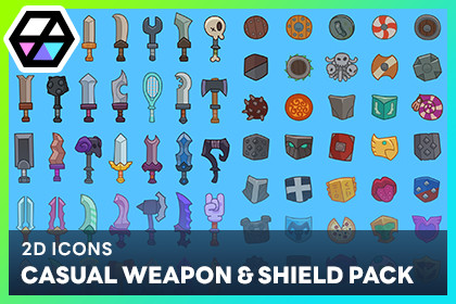 2D Icons - Casual Weapon & Shield Pack