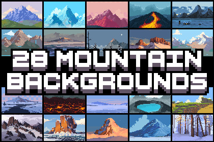 28 Mountain Backgrounds Pixel Art