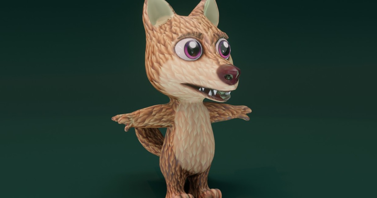 Stylized Red Wolf 3D Model (Low-Poly, Game-Ready, Animated, Built-In ...