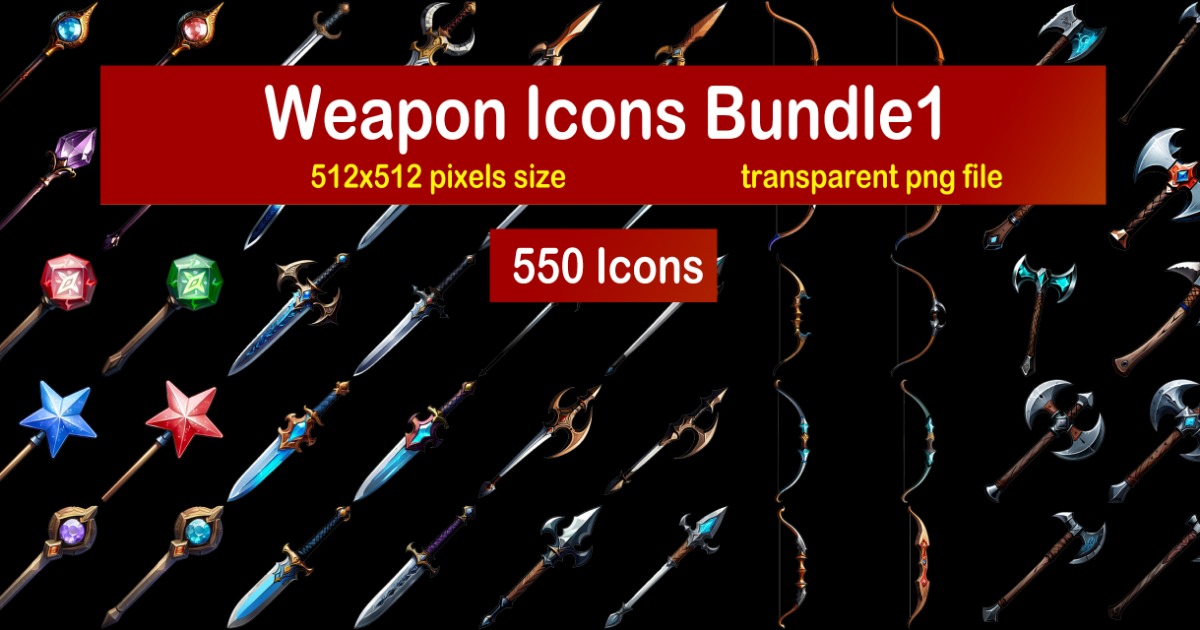 Weapon Icons Bundle1 | 2D 아이콘 | Unity Asset Store