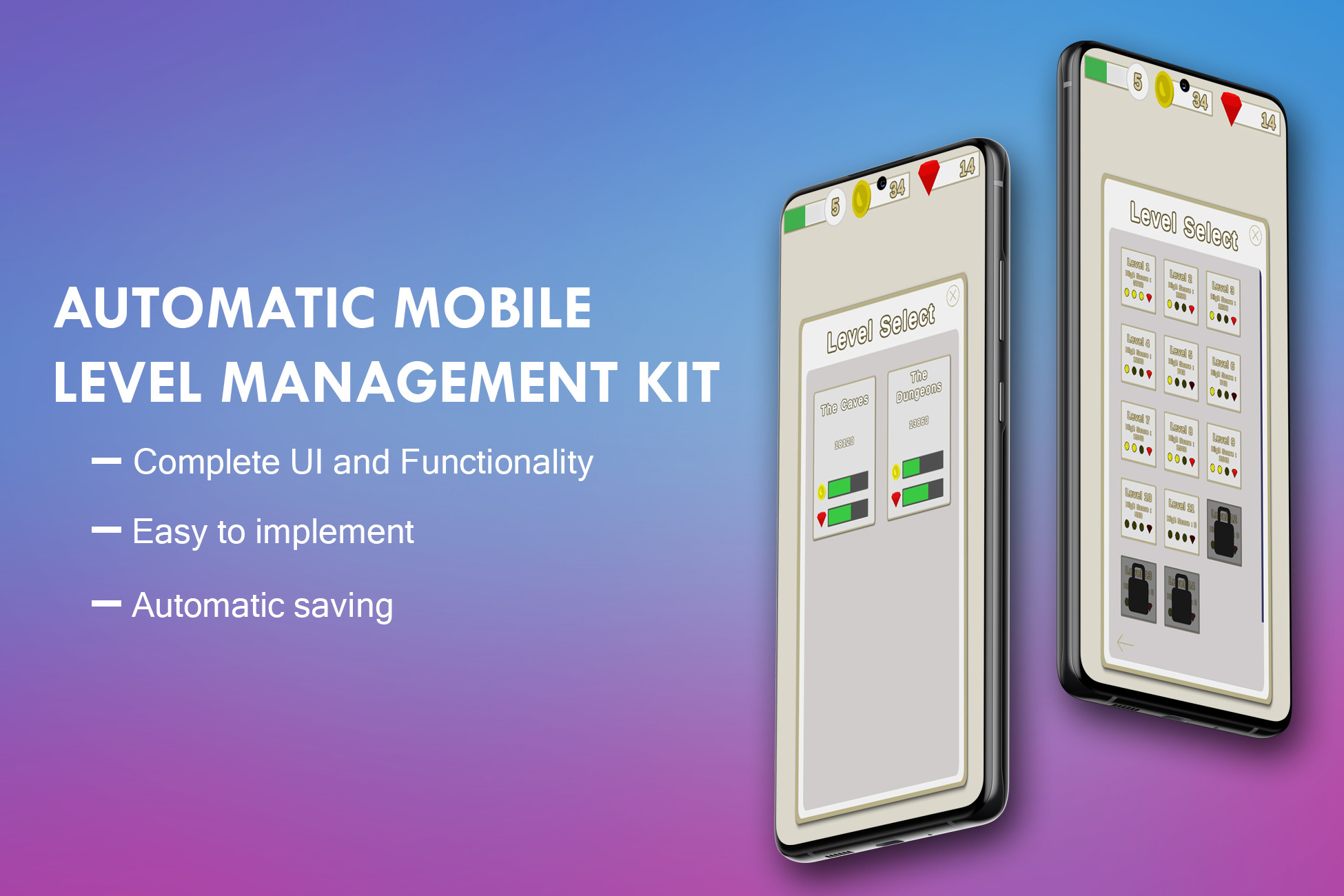 Complete & Automatic Mobile Level Management Kit | GUI Tools | Unity ...