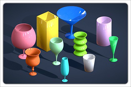 10 Drink Glasses Pack - 3D Low Poly Models
