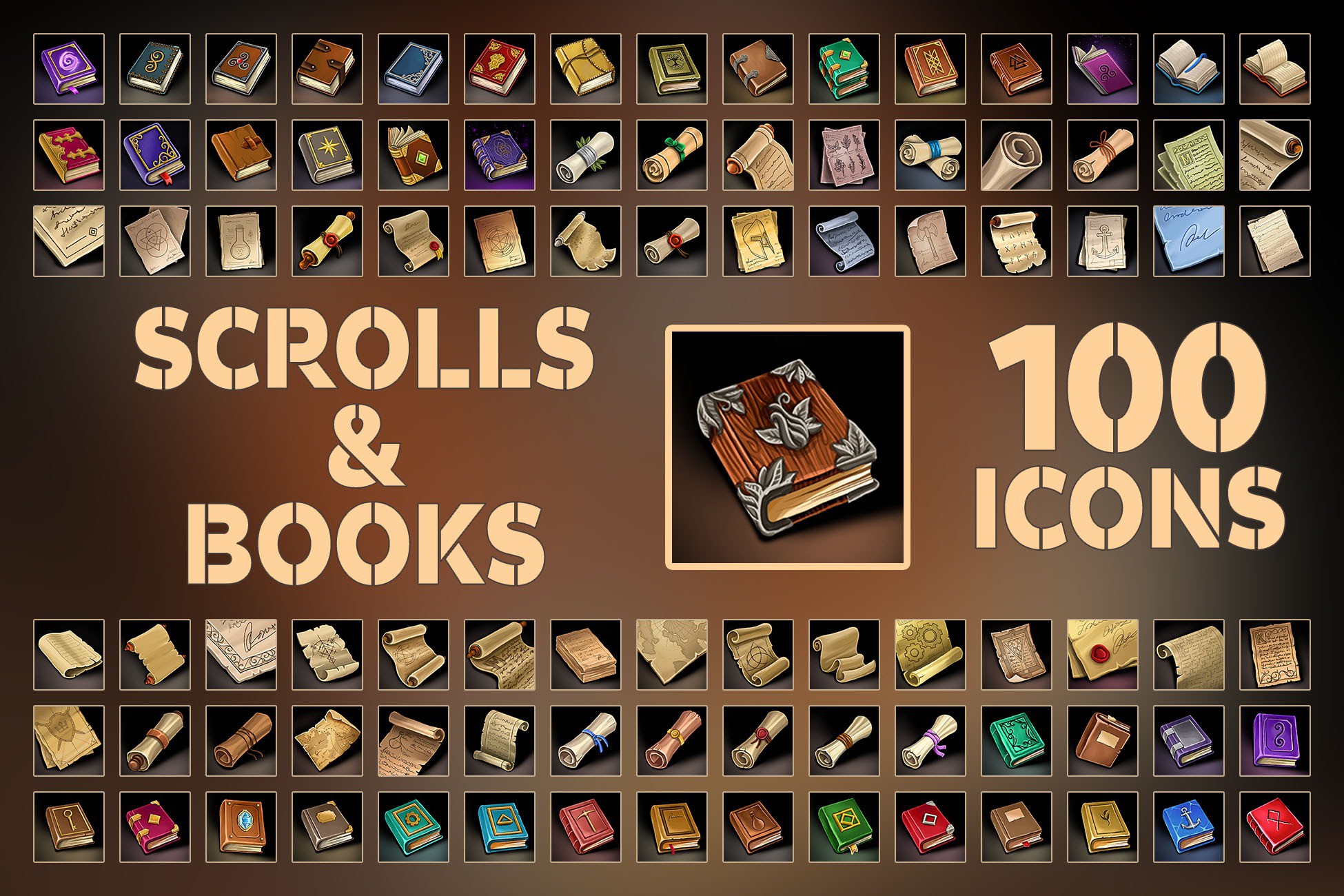 Scrolls and Books - Icons | 2D Icons | Unity Asset Store