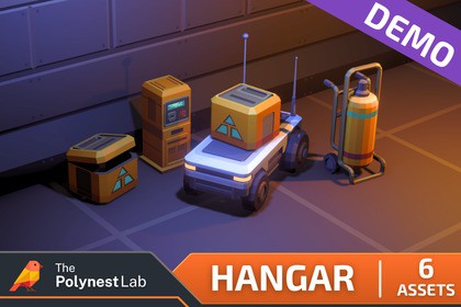 FREE Low Poly Sci-Fi Hangar Environment Demo / Cosmic Retro