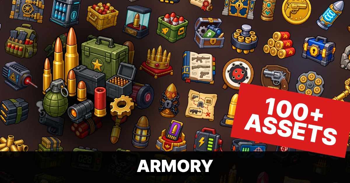 Armory Ammunition Weapons Explosives Combat Equipment Icons Pack | 2D ...