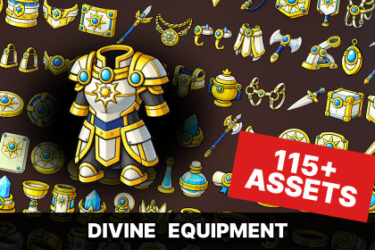 Divine Holy Paladin Equipment Relic Light Magic Icon Pack RPG Strategy Adventure