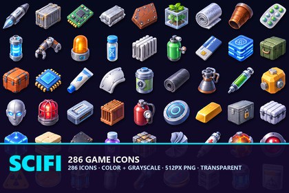Sci-Fi Resource Icons - 286 Space Items