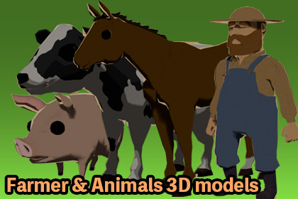 Farmer & Animals 3D models