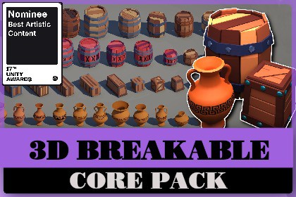 3D Breakable Core Pack– Barrels, Crates & Pottery