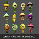 Cartoon kids 3 03 in fruit costumes