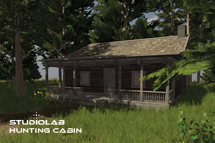 Wooden Log Hunting Cabin
