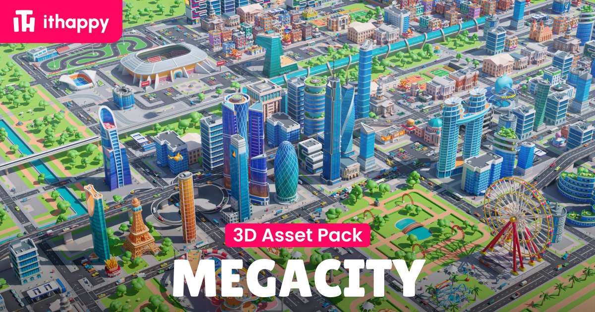 City Asset Unity Megacity - Low Poly City 3D Models Pack | 3D Environments | Unity Asset ...