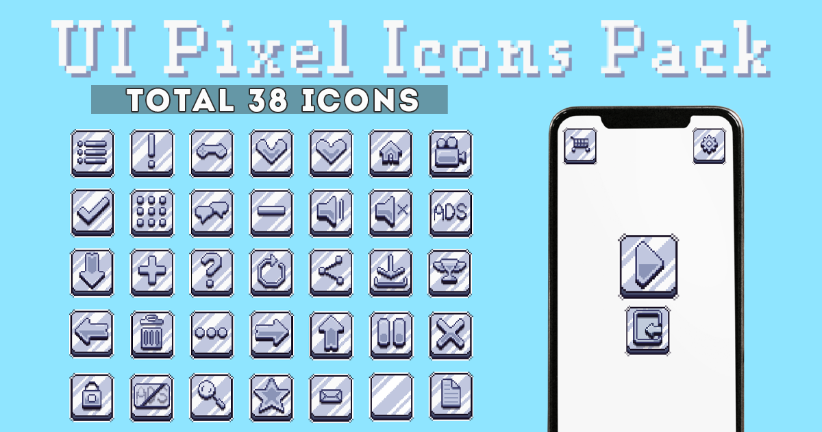 Mobile UI Pixel Icons Pack | 2D | Unity Asset Store