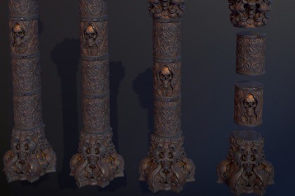 Dark Fantasy Pillar / Column (Swirling) in Gold, Bronze and Infernal
