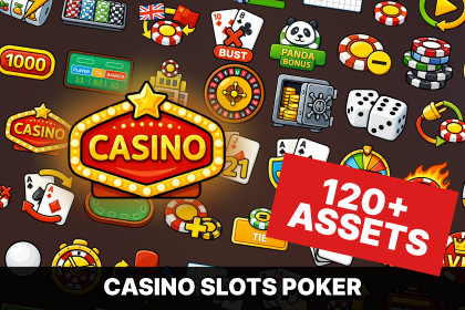 Casino Game UI Icons Pack for Slots Poker Blackjack Roulette and Gambling Games
