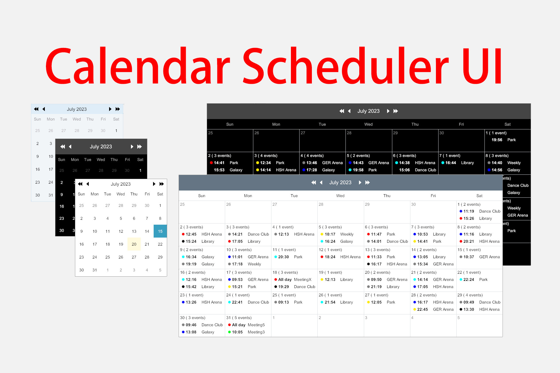 Calendar Scheduler UI GUI Tools Unity Asset Store