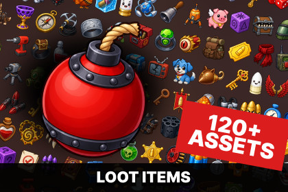 Game Inventory Loot Adventure Items Collectibles Equipment Icons Pack